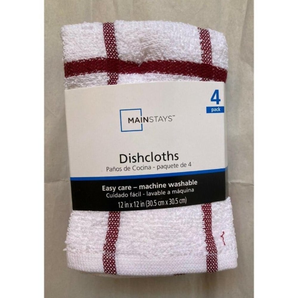 Mainstay Easy Care Dishcloth 12" X 12" 4 Pack.